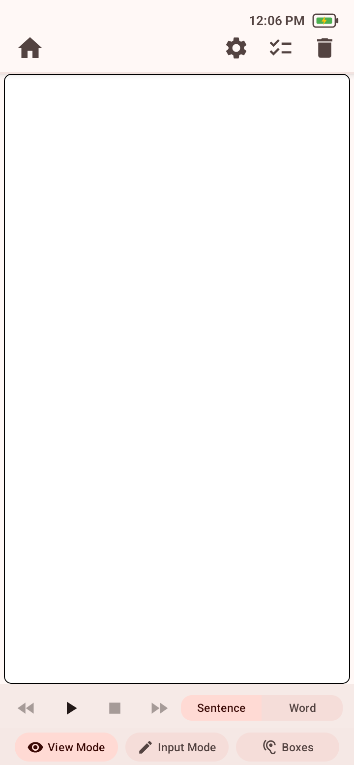 Blank Write workspace in View Mode with playback controls.